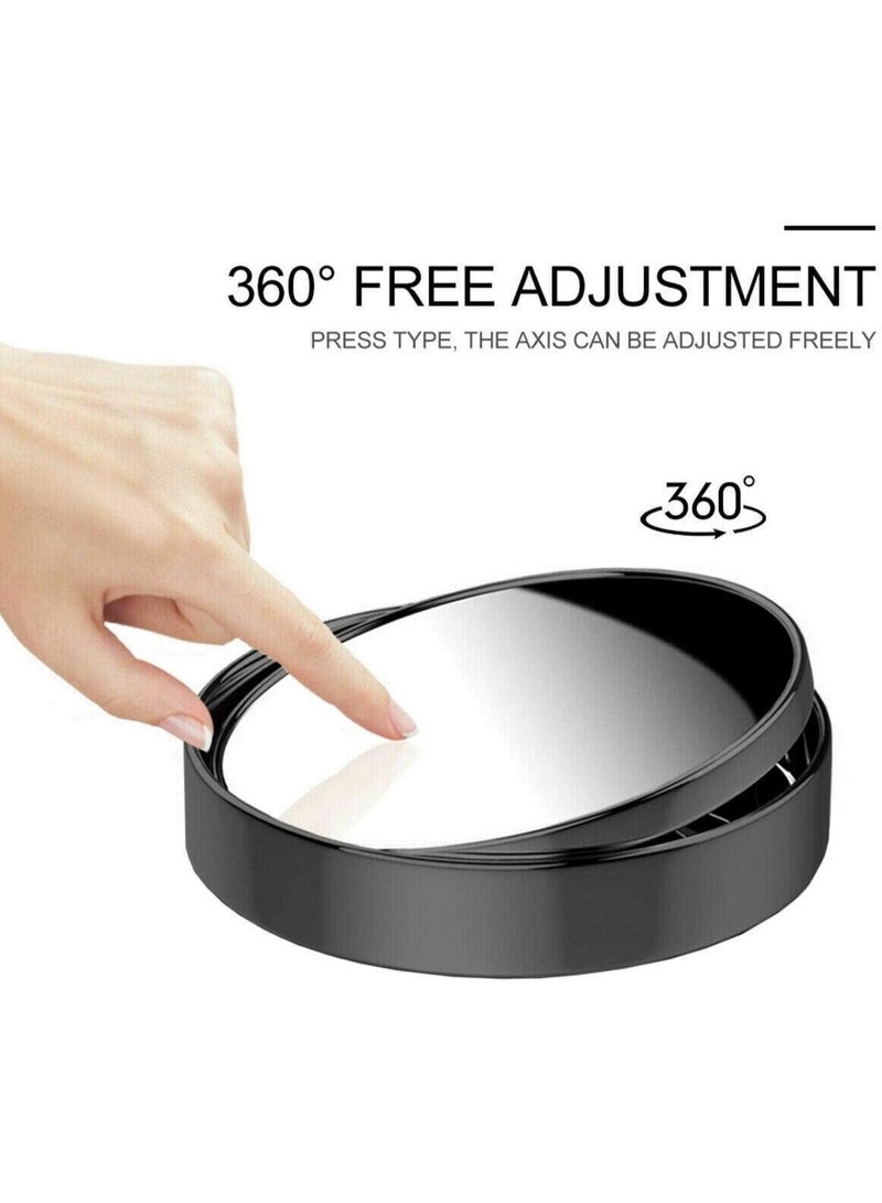 2 أجهزة كمبيوتر شخصية مرايا البقعة العمياء ، 2 "جولة HD زجاجية مقلبة 360 درجة زاوية واسعة جانب مرآة الرؤية الخلفية مع ABS الإسكان للسيارات SUV والشاحنات ، أسود ، حزمة من 2 - Image 2